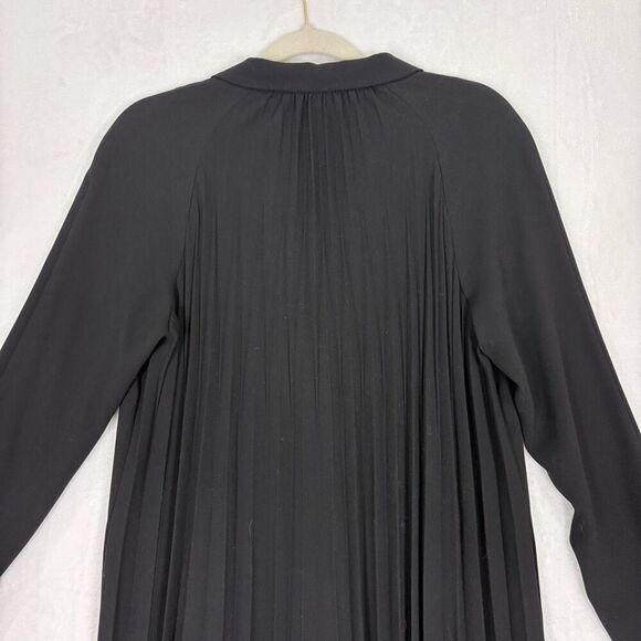 COS Black V Neck Long Pleated Back Longline Blazer Coat Women's Size 38 = 8 - Picture 8 of 10